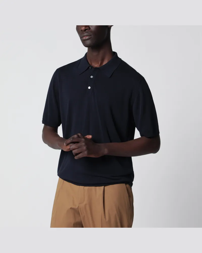 Roberto Collina Regular Fit Baumwoll-Poloshirt Navy Blue Blue