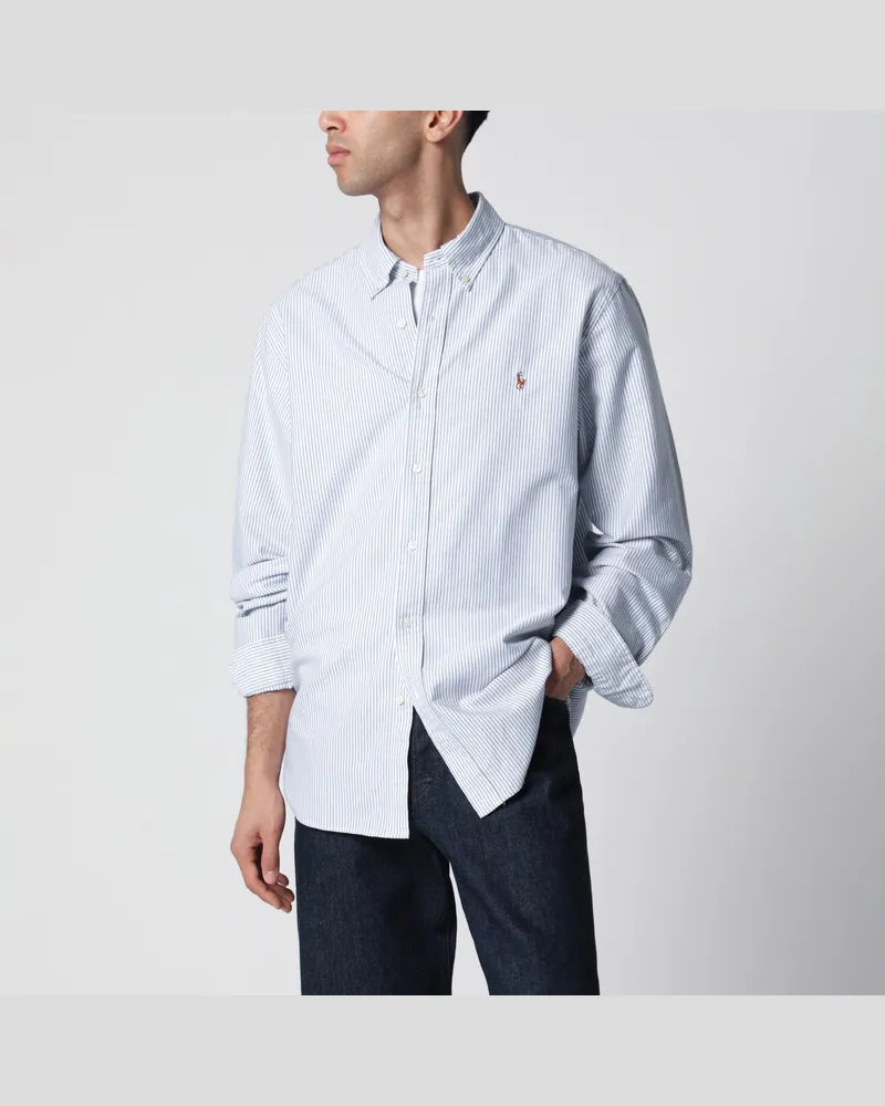 Ralph Lauren Hellblau/weiß gestreiftes Oxfordhemd Custom-Fit Multicolor