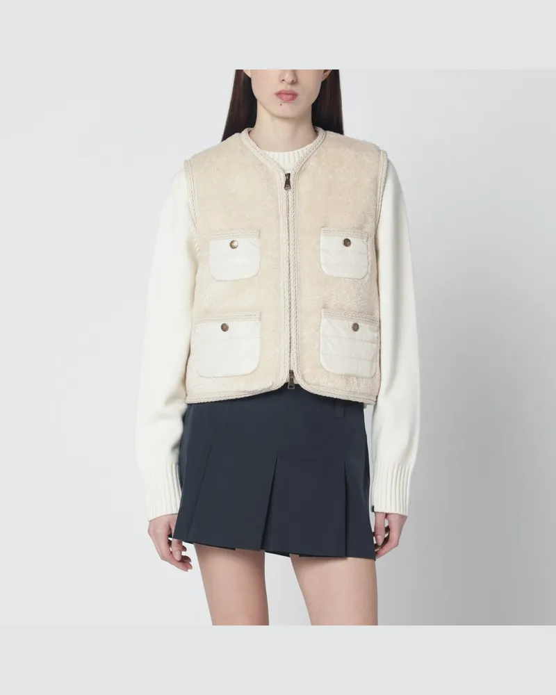 Moncler Mimosa-Weste aus Teddy-Fleece Beige