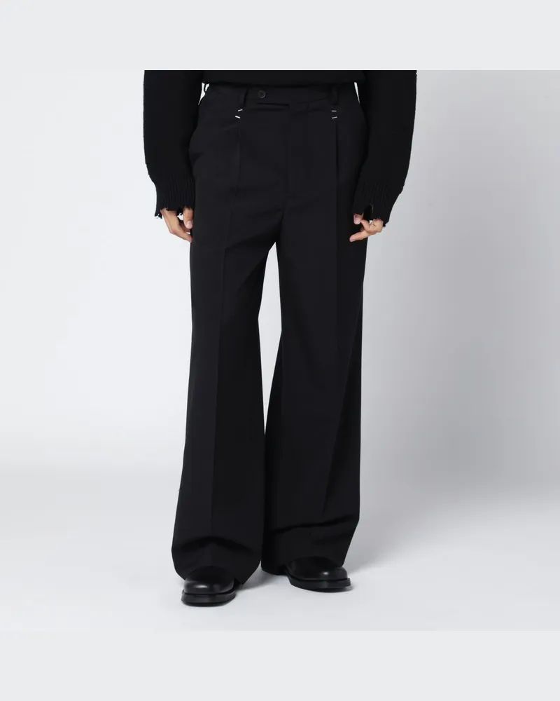 Maison Margiela Schwarze Wollmix-Hose mit Klammern Schwarz
