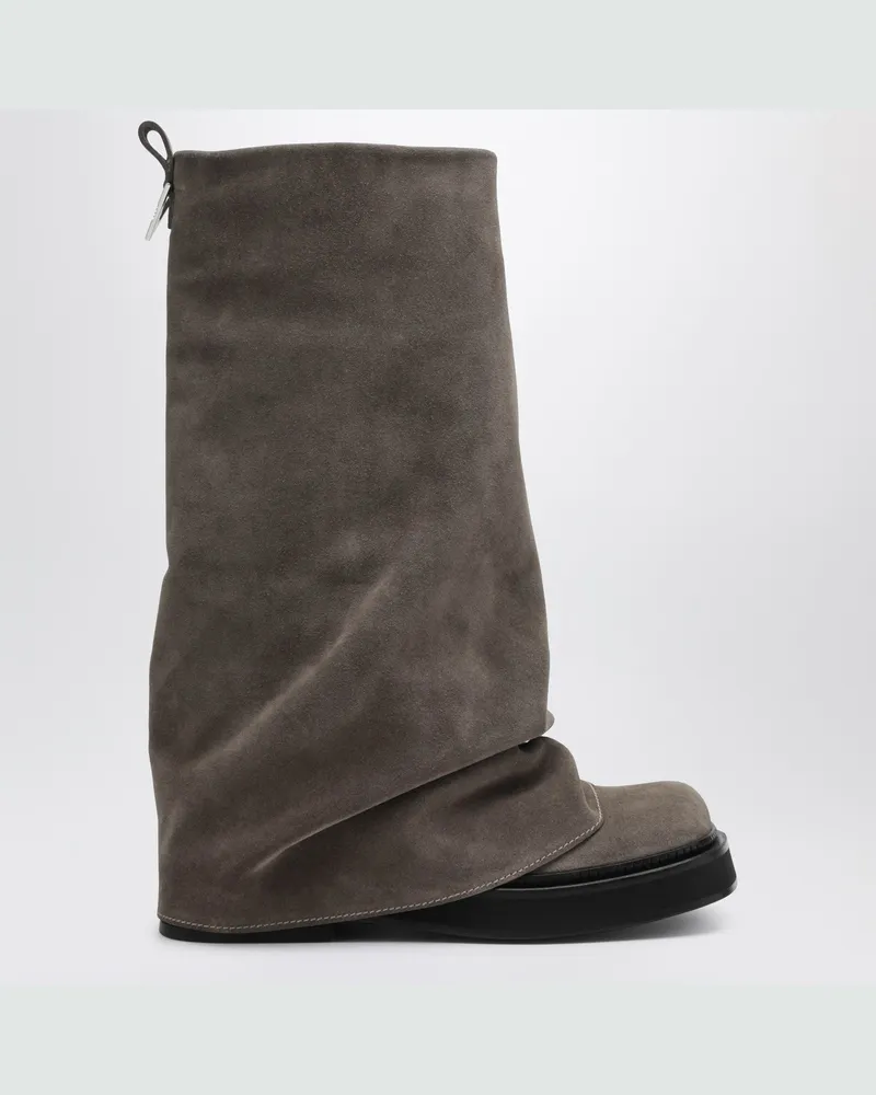 ATTICO Combat-Stiefel Robin aus taupefarbenem Wildleder Beige