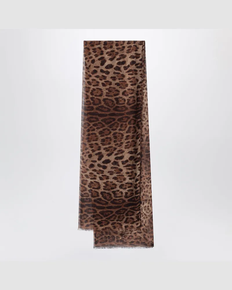Dolce & Gabbana Seidenstola mit Leopardenmuster Multicolor