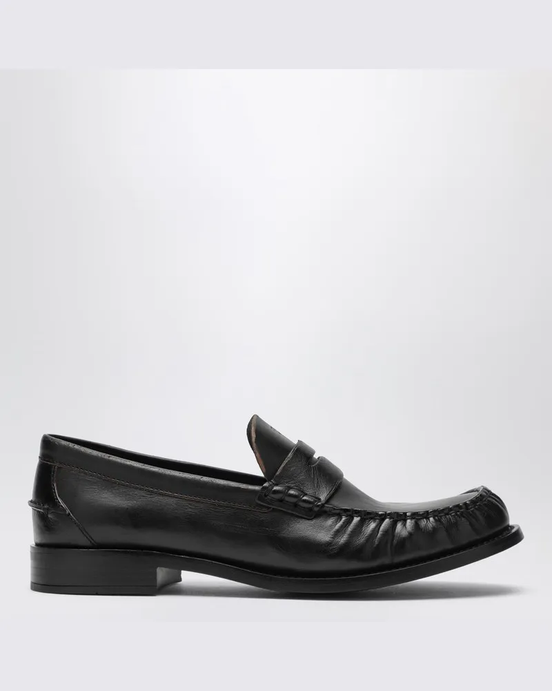 Prada Schwarze Loafer aus poliertem Leder Schwarz