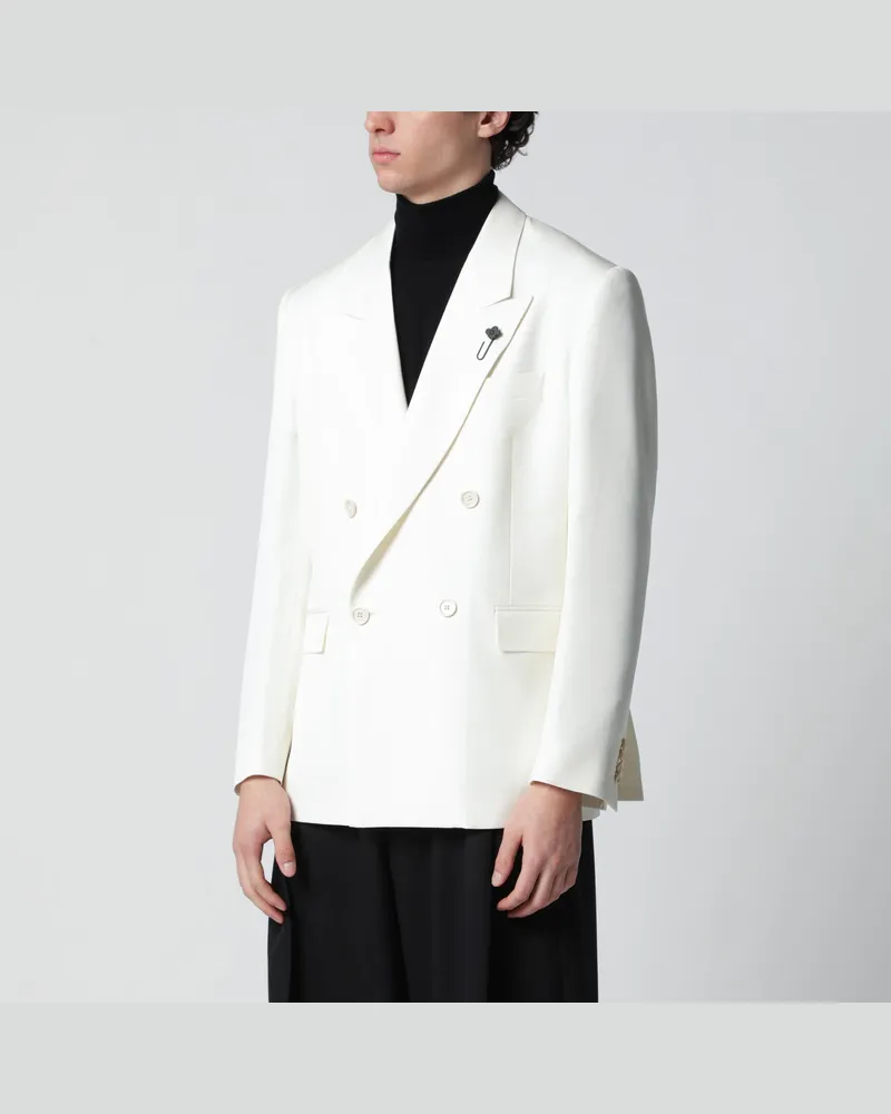 LARDINI Zweireihiger Anzug in Weiß aus Viskose White