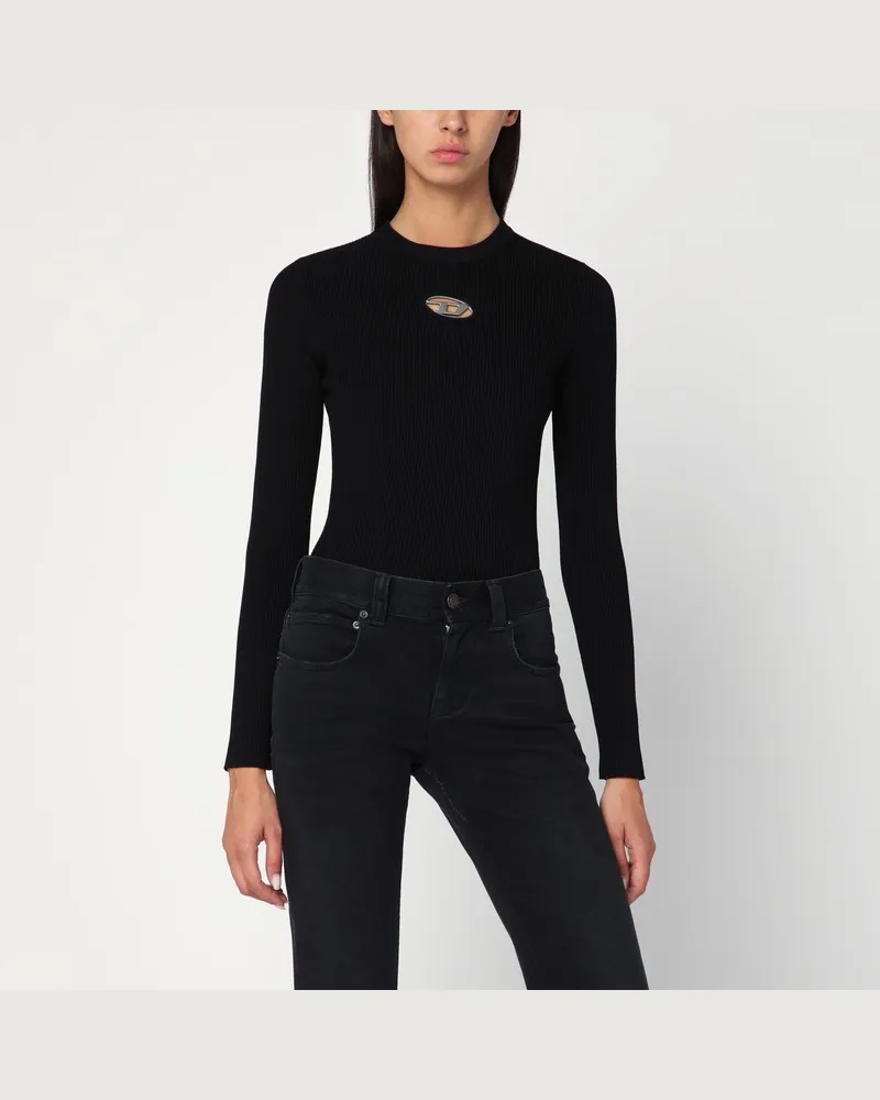 Diesel Schwarzer Rippstrickpullover M-Valari Schwarz
