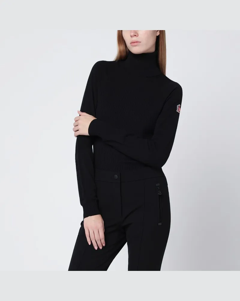 Moncler Schwarzer Rollkragenpullover aus Wollmischung Schwarz