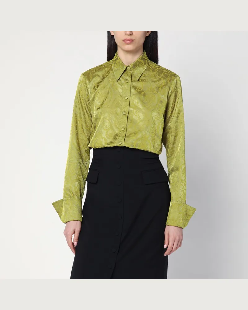 Dries van Noten Grüne Bluse mit barockem Muster Grün