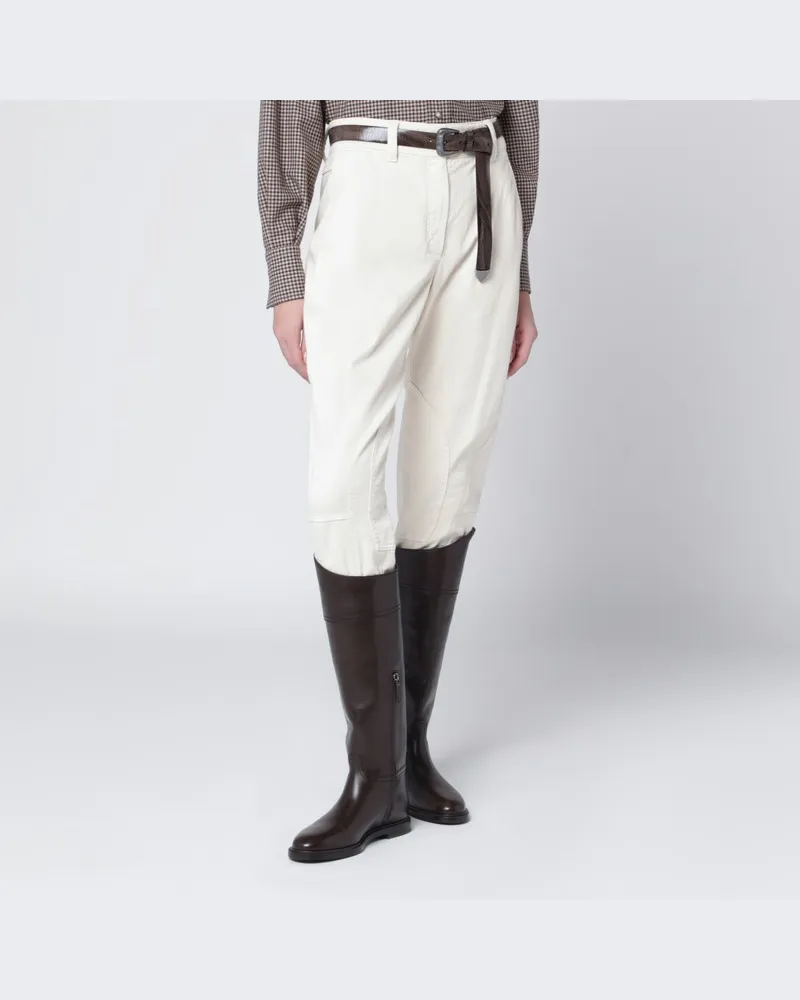 Brunello Cucinelli Kreideweiße Equestrian-Hose Weiß
