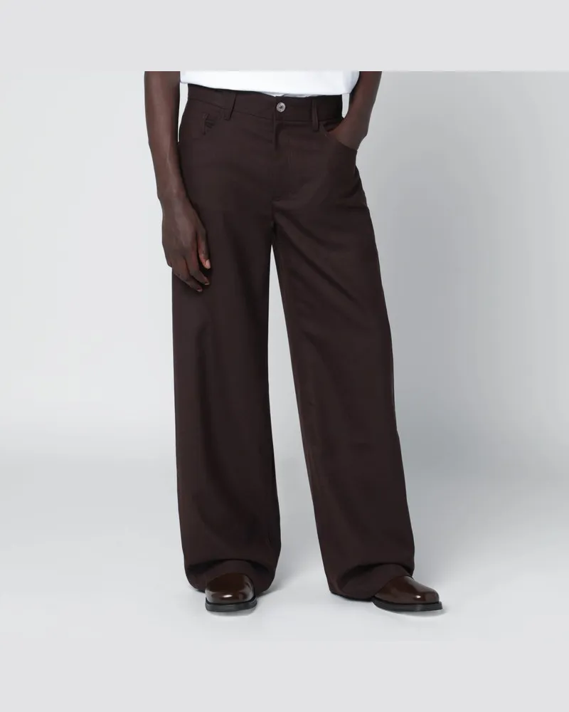 Séfr Jiro Hose schlammfarben aus Wollmisch-Twill Braun