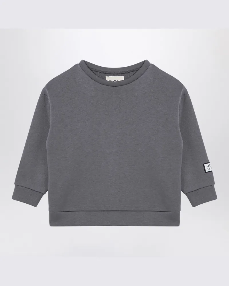 DOUUOD Graues Sweatshirt mit Rundhalsausschnitt aus Baumwollgemisch Grey