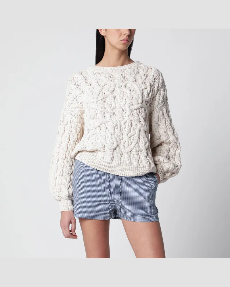 Loewe Écrufarbener Anagram-Pullover aus Wollmischung White