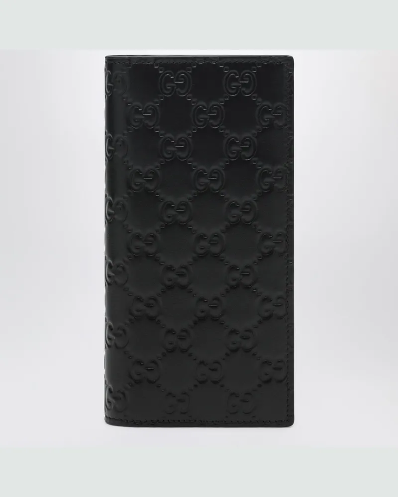 Gucci Schwarzes GG-Emblem-Langportemonnaie Black
