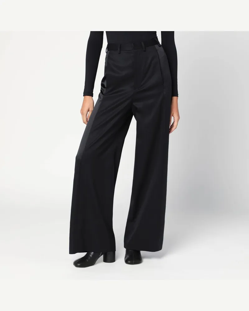 Maison Margiela Schwarze Satin-Palazzo-Hosen Schwarz