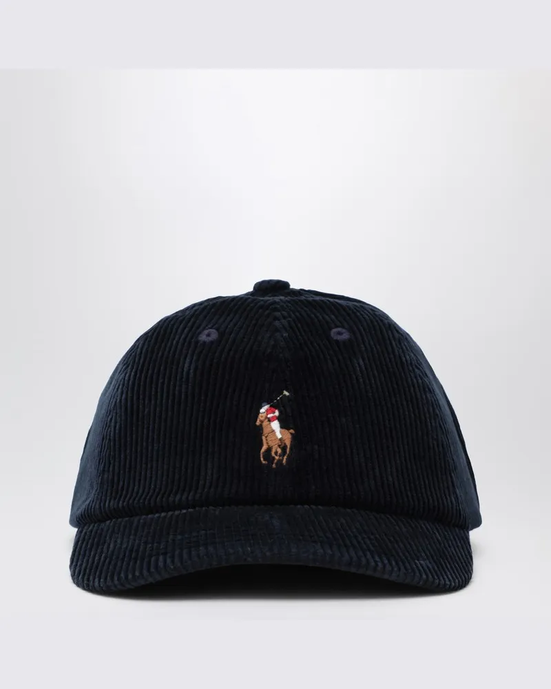 Ralph Lauren Marineblaue Baseballkappe aus Cord Blau