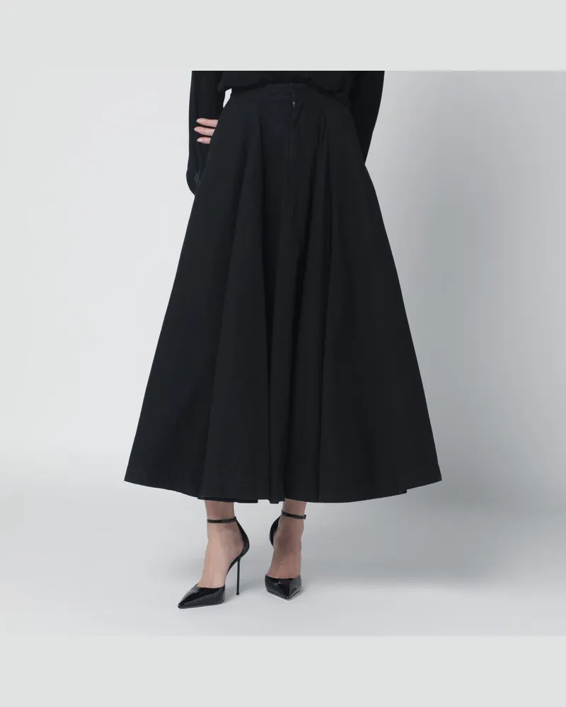 Balenciaga Schwarzer Godet-Maxirock aus Baumwoll-Ripstop 