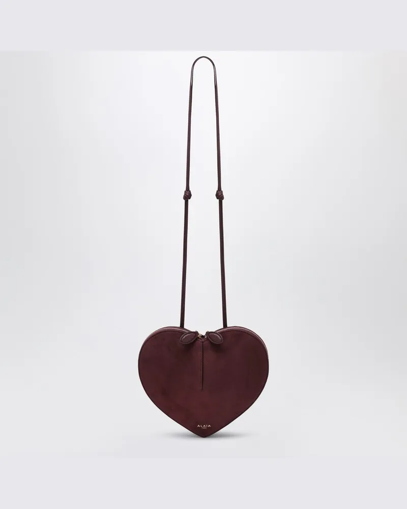 Alaïa Le Coeur-Tasche dunkelrot aus zwei Materialien Burgunderrot