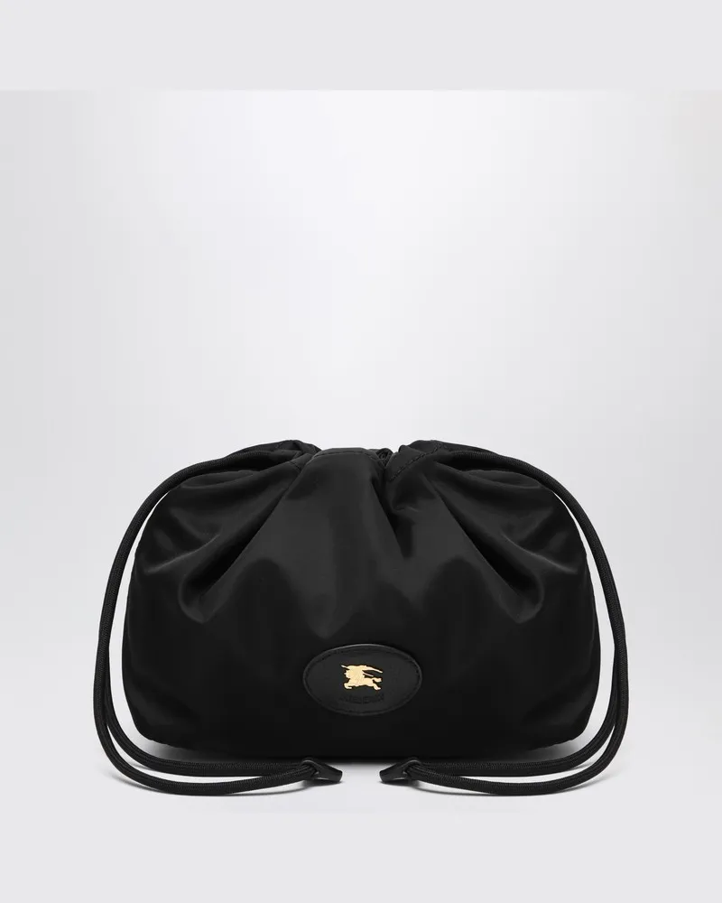 Burberry Umkehrbare Tasche aus schwarzem Nylon mit Karomuster Schwarz