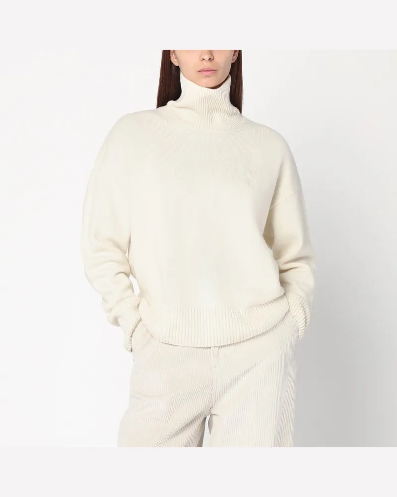 AMI Paris Elfenbeinfarbener Ami De Coeur Rollkragenpullover Blau
