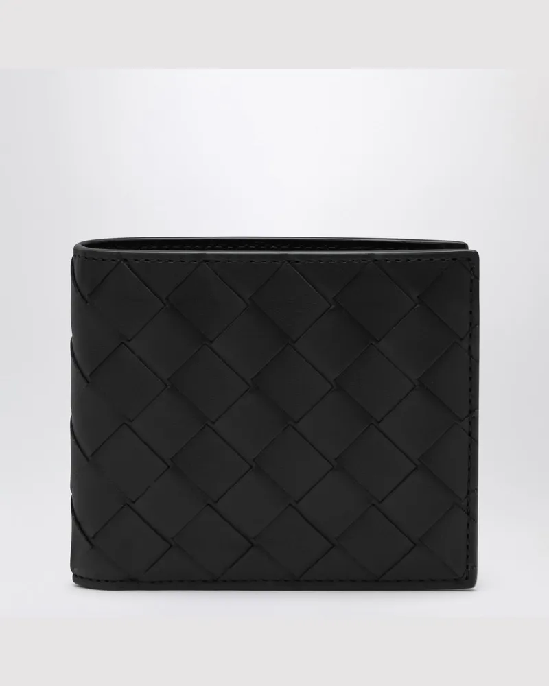 Bottega Veneta Schwarze bi-fold Geldbörse in Intrecciato Schwarz