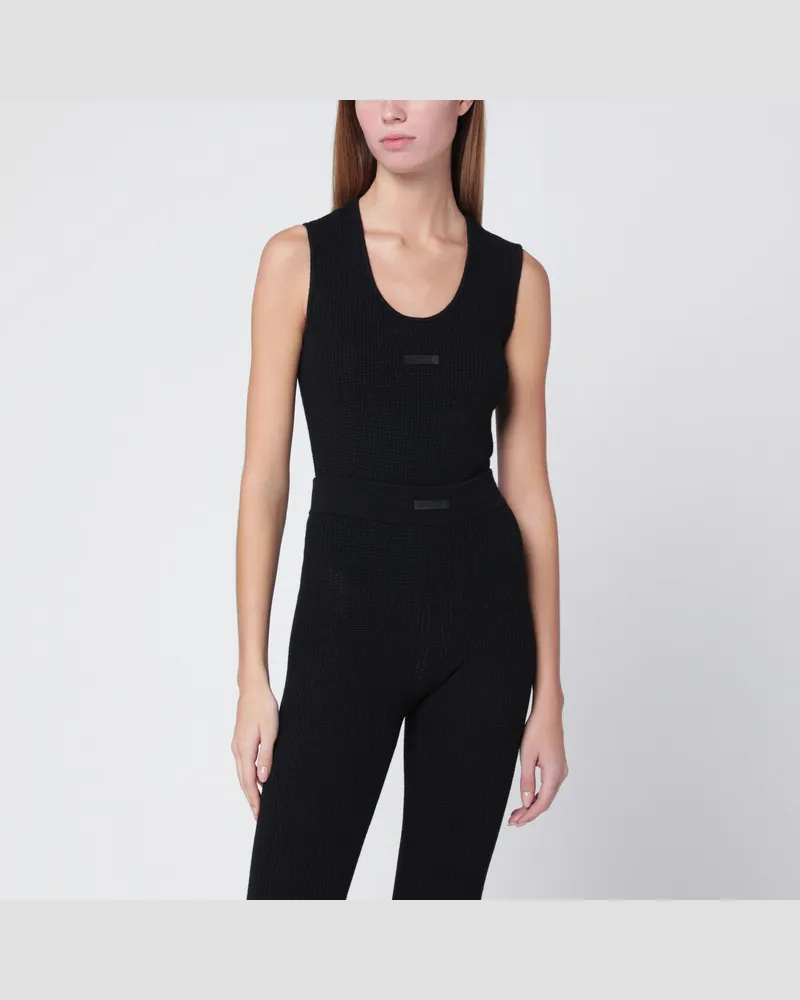 Fear of God Schwarzes Tanktop aus stretchigem Waffle-Stoff 