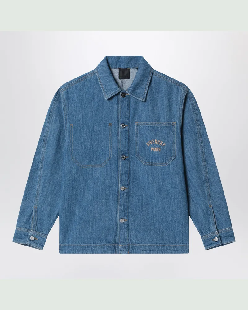 Givenchy Blaues Denimhemd mit Logo-Stickerei Blue