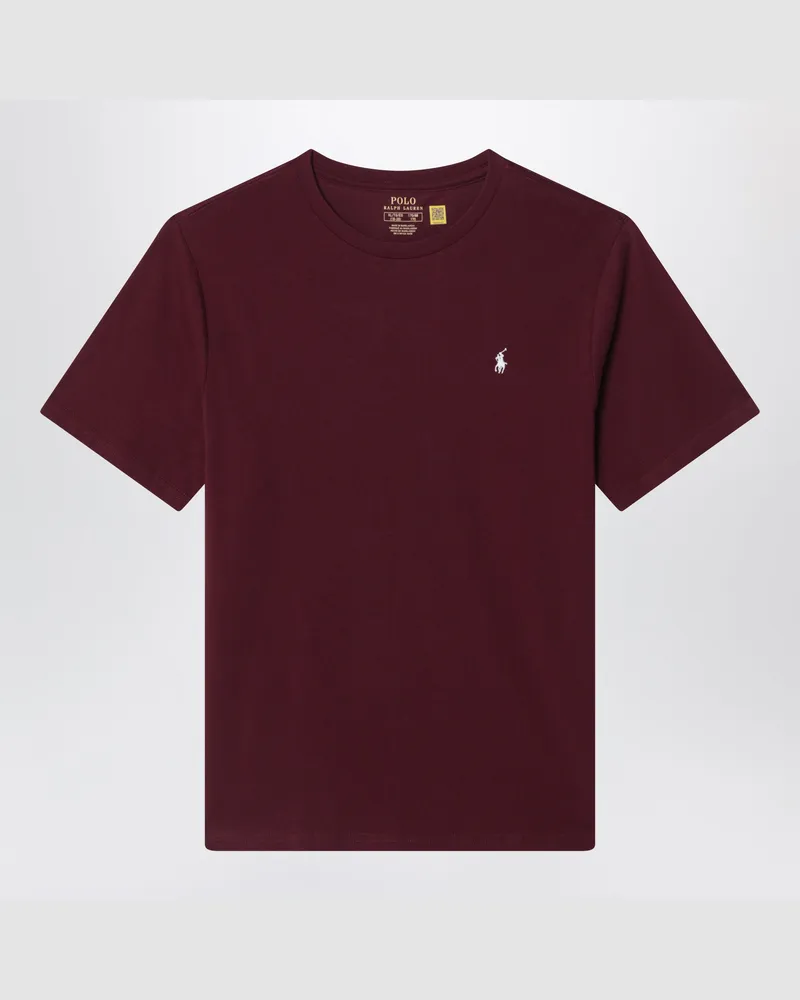 Ralph Lauren Dunkelburgunderrotes T-Shirt aus Baumwolle Burgundy