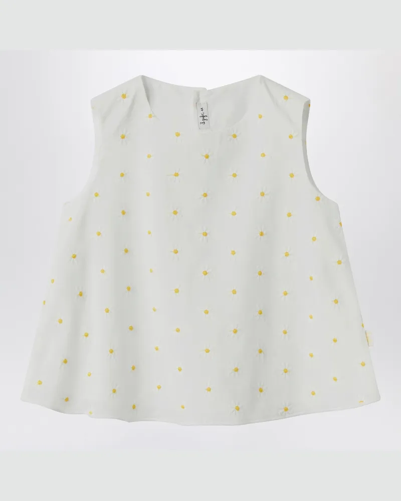 Il Gufo Weißes Top mit Blumenstickerei White