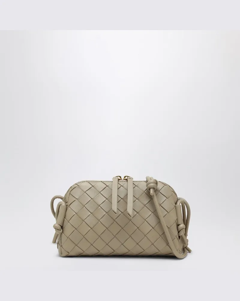 Bottega Veneta Ecrufarbene Pochette-Tasche Concert mit Flechtmuster Beige