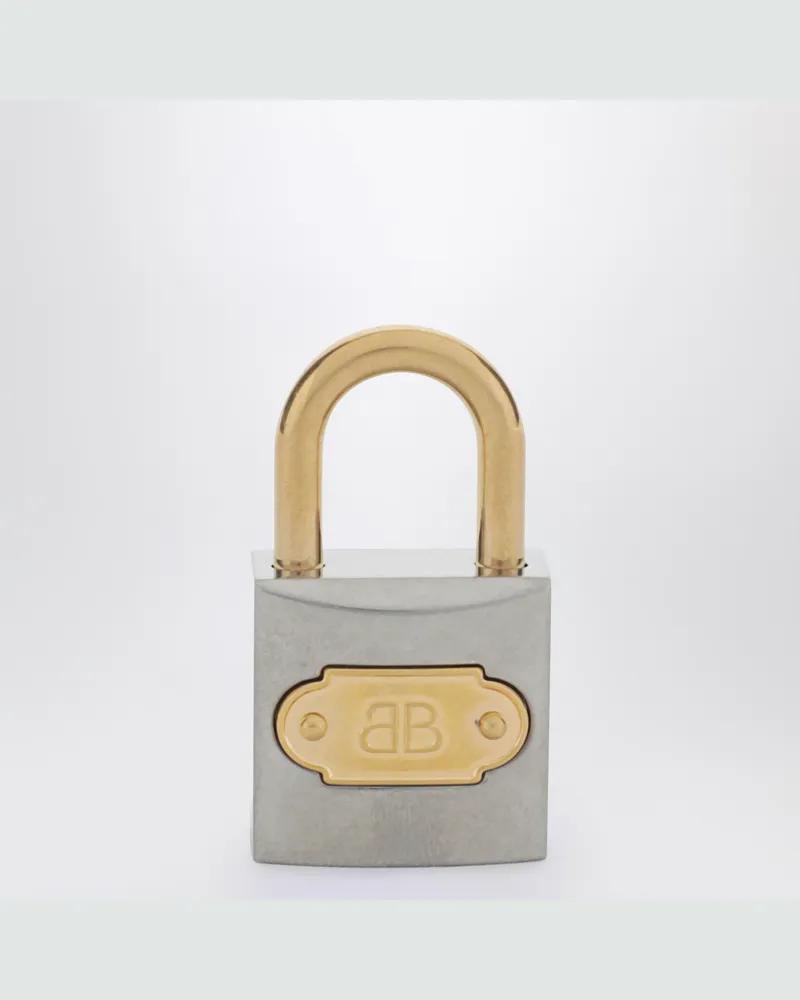 Balenciaga BB Padlock Schlüsselanhänger in Silber und Gold 
