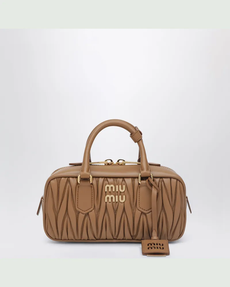 Miu Miu Karamellfarbene Arcadie Tasche aus Matelassé-Nappaleder Brown