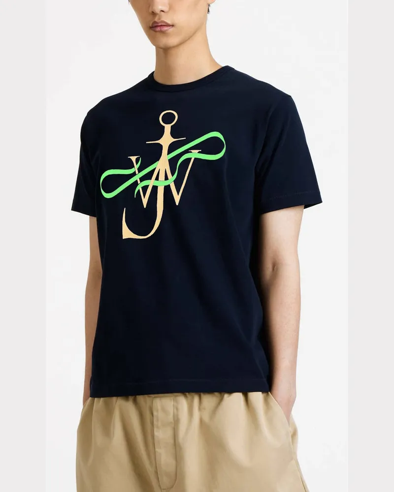 J.W.Anderson Navyblaues T-Shirt mit Logo-Print 