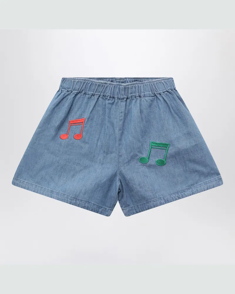 Mini Rodini Hellblaue JeansShorts mit Musiknoten Blue