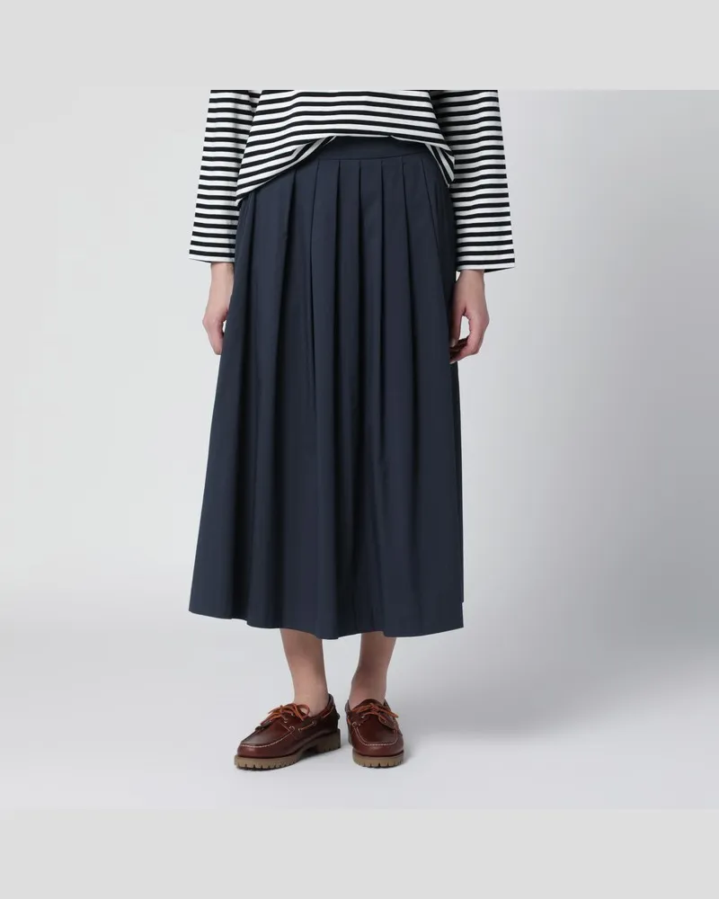 PT TORINO Blaue Faltenrock aus Baumwollmischung Blau