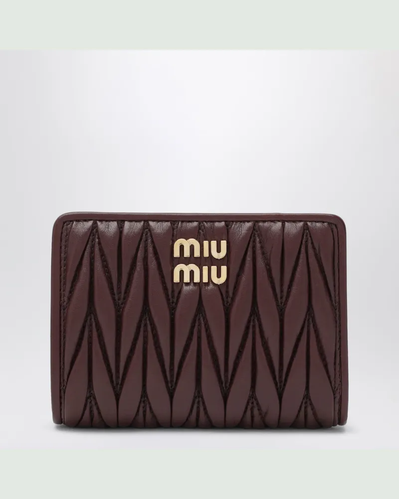 Miu Miu Kleines bordeauxfarbenes Portemonnaie aus Matelassé-Leder Burgundy