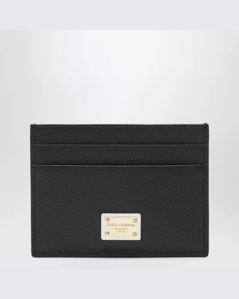 Dolce & Gabbana Kartenetui aus schwarzem Leder mit Logo-Plakette 