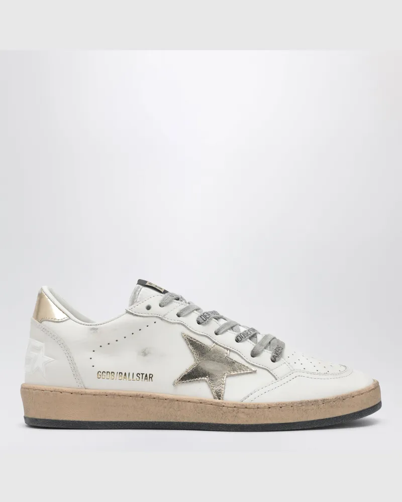 Golden Goose Sneakers Ball Star in Milchweiß/Gold mit Vintage-Effekt White