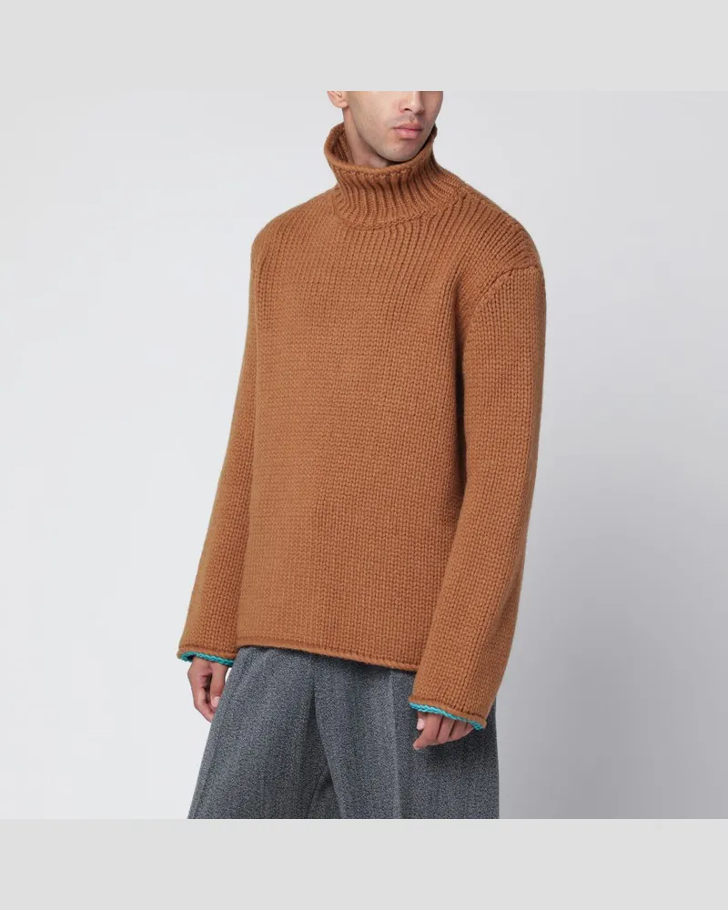 Loewe Brauner Rollkragenpullover aus Wolle Orange