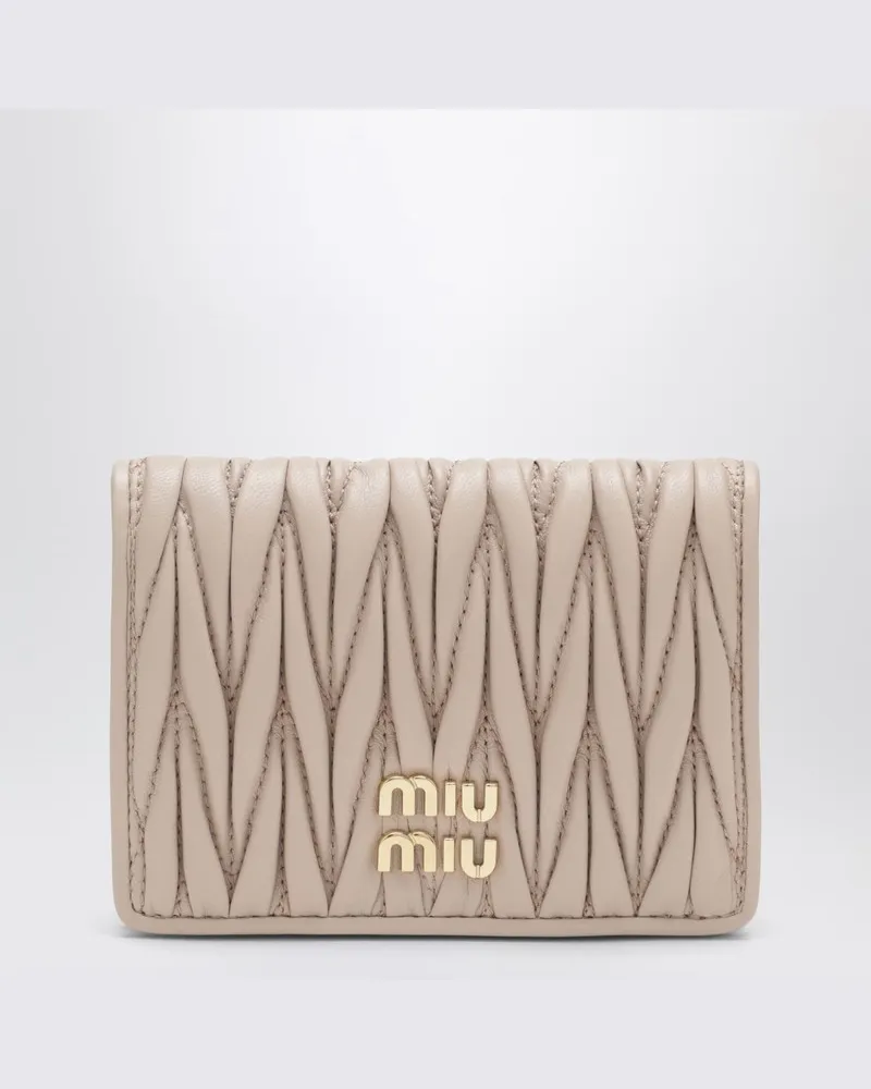 Miu Miu Kompaktgeldbörse aus puderfarbenem gestepptem Nappa Rosa