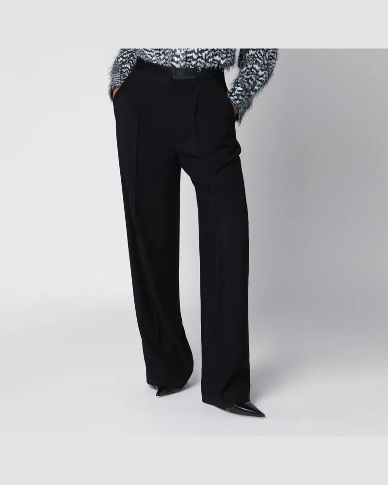 Maison Margiela Schwarze Smokinghose aus Schurwolle mit Satindetails Black