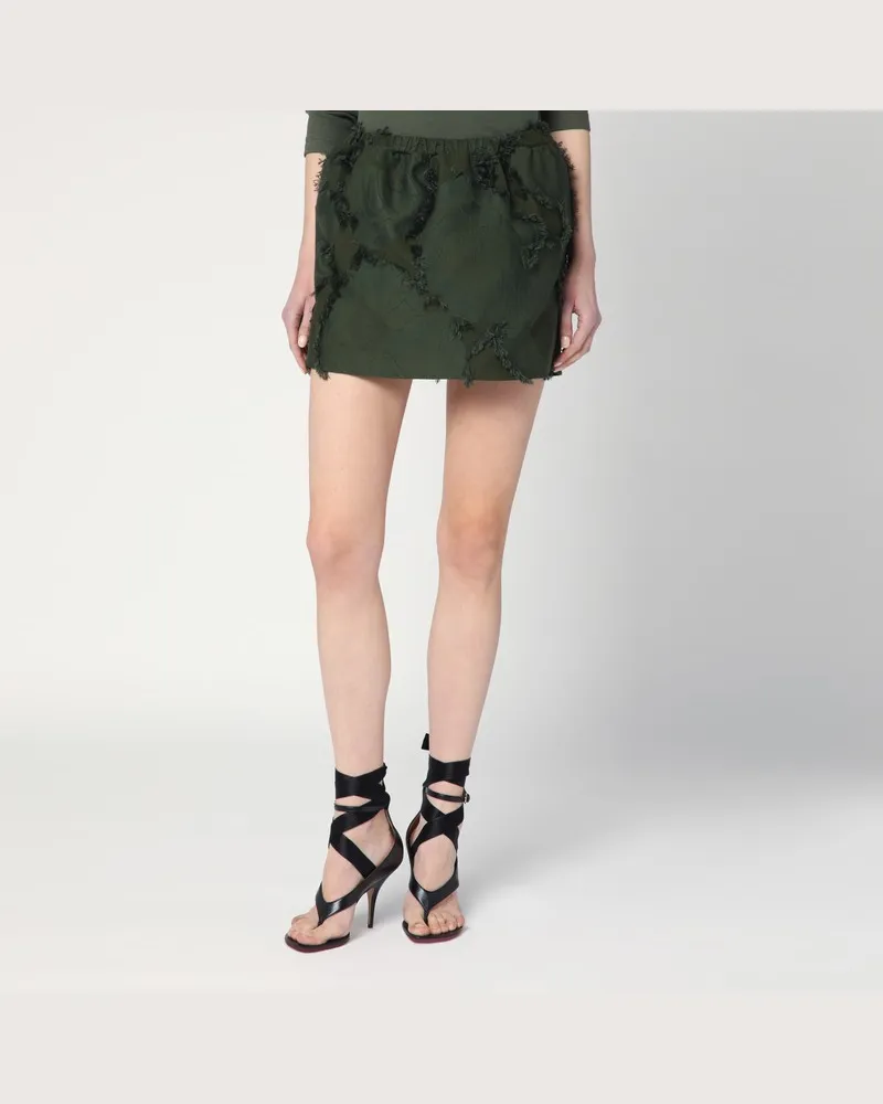 Gucci Minirock in Waldgrün aus Blumenjacquard Grün