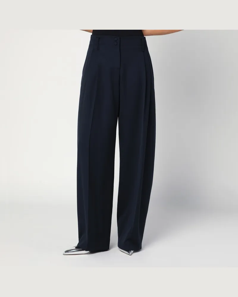 Alexander McQueen Weite marineblaue Wollhose Blau