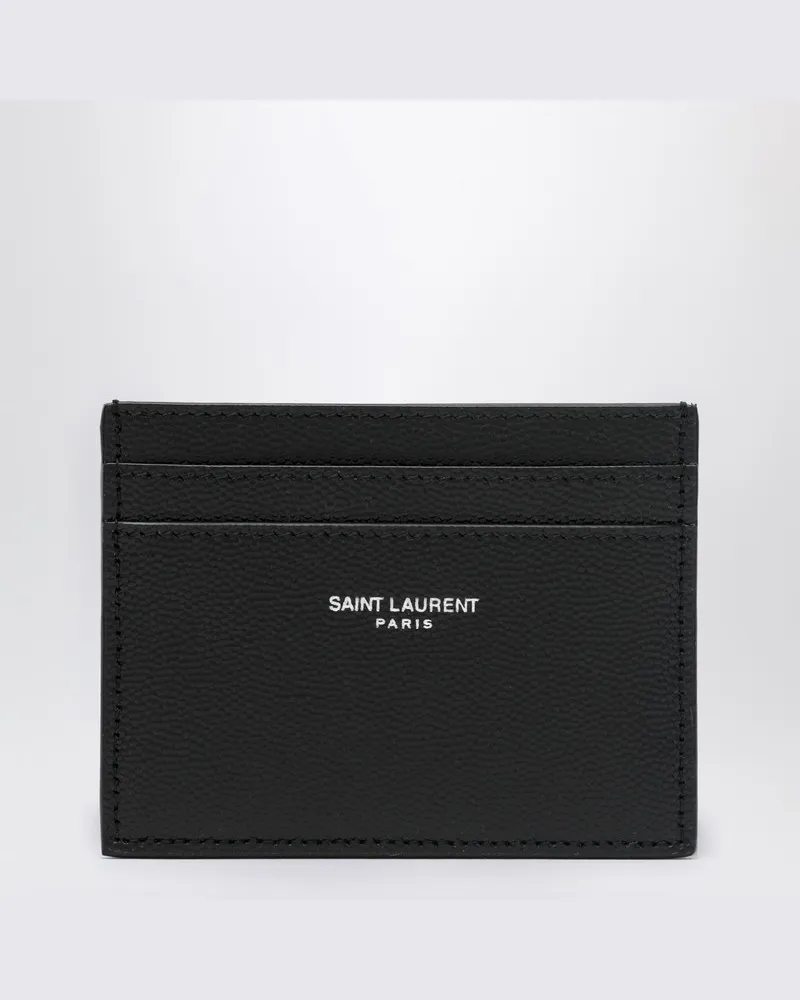 Saint Laurent Schwarzes Kartenetui aus strukturiertem Leder 
