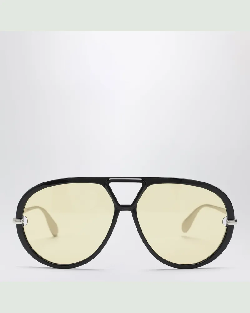 Bottega Veneta Classic Aviator-Sonnenbrille Schwarz / Silber Black