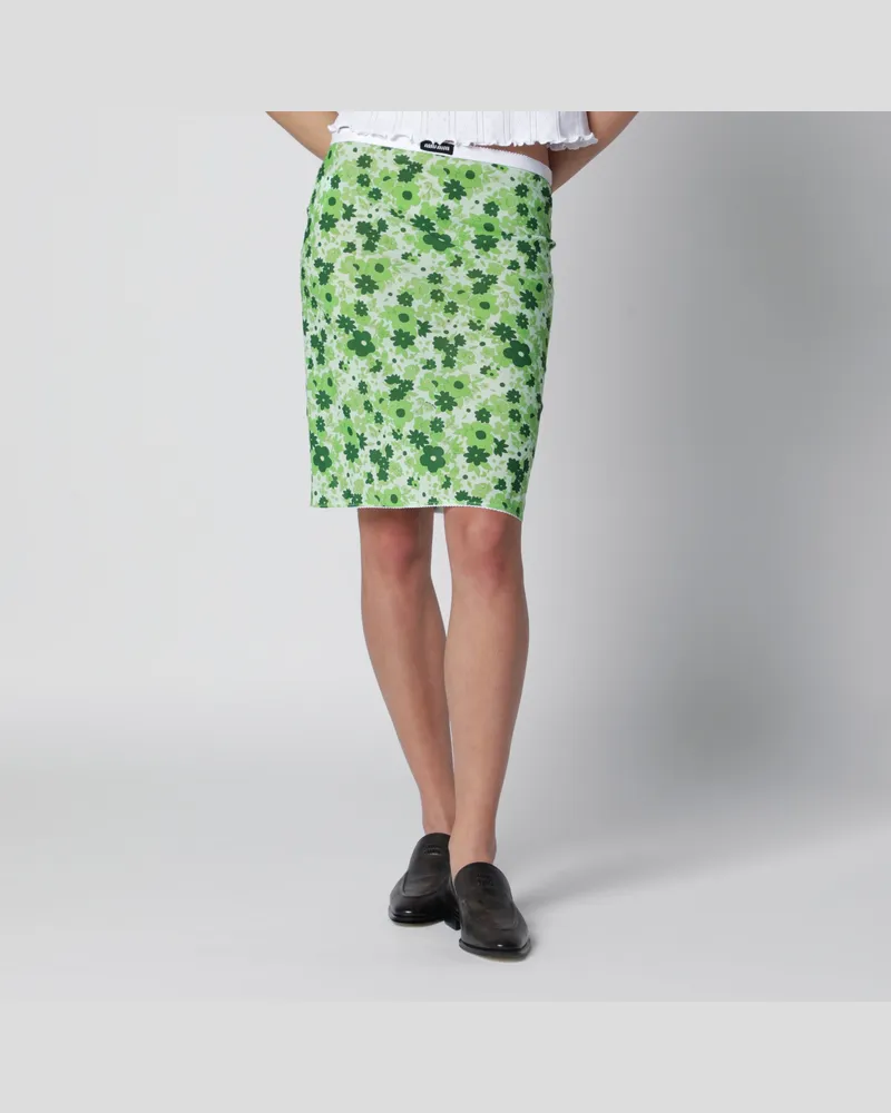 Miu Miu Grüner Rock mit Blumenmuster Green
