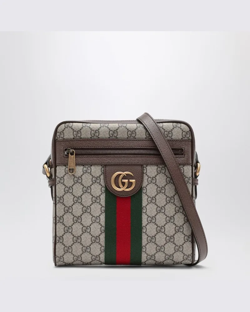 Gucci Kleine Ophidia Tasche aus GG Supreme Stoff Beige