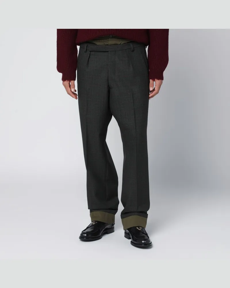 Prada Waldgrüne Hose mit doppeltem Bund Grün