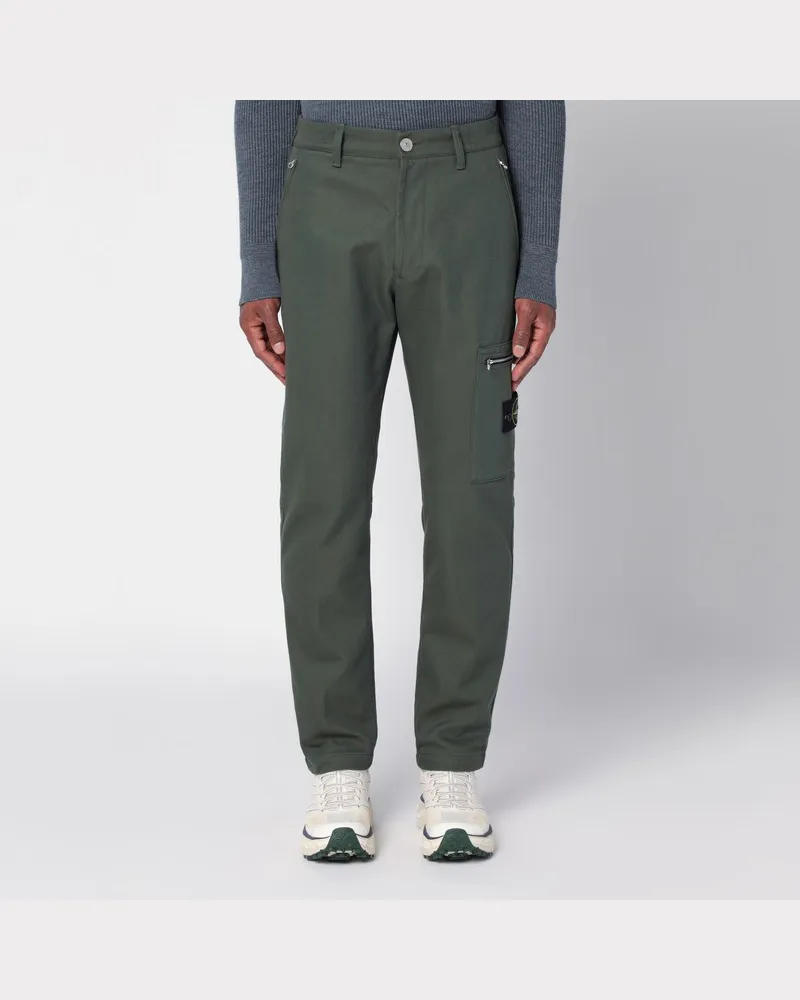 Stone Island Moosgrüne Hose aus Baumwollgemisch Grün