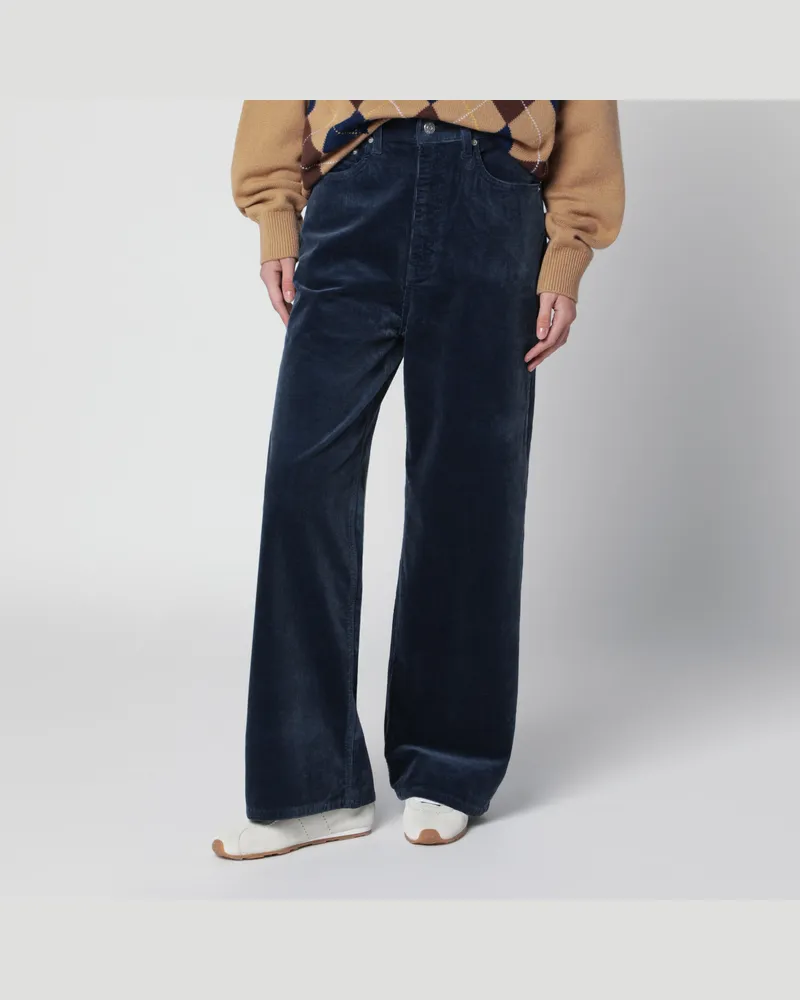 Dunst Wide-leg washed blue corduroy jeans Blue