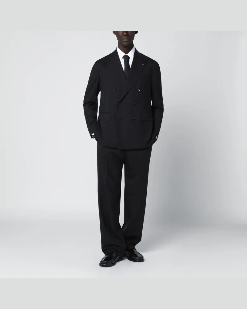 Tagliatore Schwarzer Doppelreiheranzug aus Wollmischung Schwarz