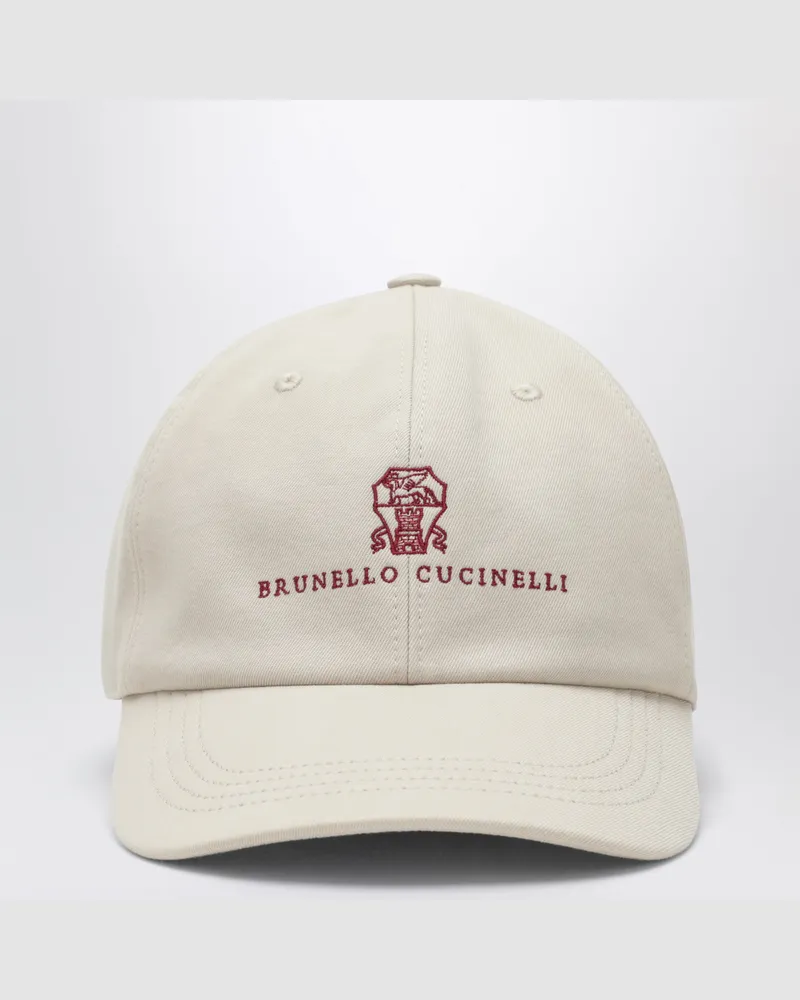 Brunello Cucinelli Baseballkappe in Sandfarbe aus Baumwolle Beige